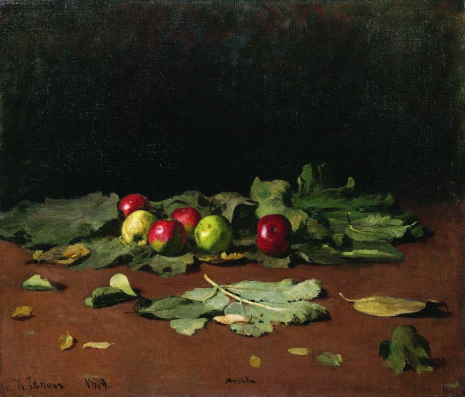 Яблоки и листья, Репин
