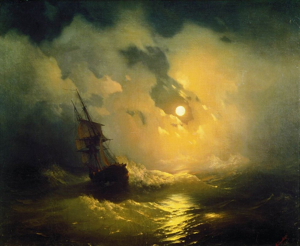 Буря на море ночью, Айвазовский, 1849