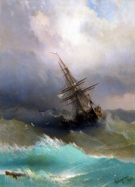 Корабль среди бурного моря, Айвазовский, 1887